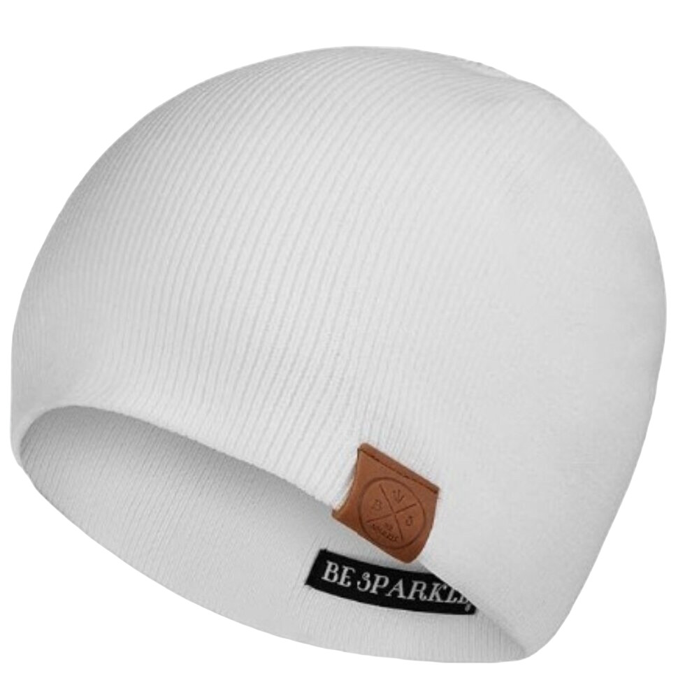BE SPARKLE White Unisex Cotton Winter Skull Cap Warm Stretch Softโ Beanie Hat OS